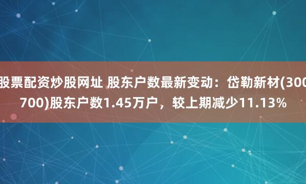 股票配资炒股网址 股东户数最新变动：岱勒新材(300700)股东户数1.45万户，较上期减少11.13%